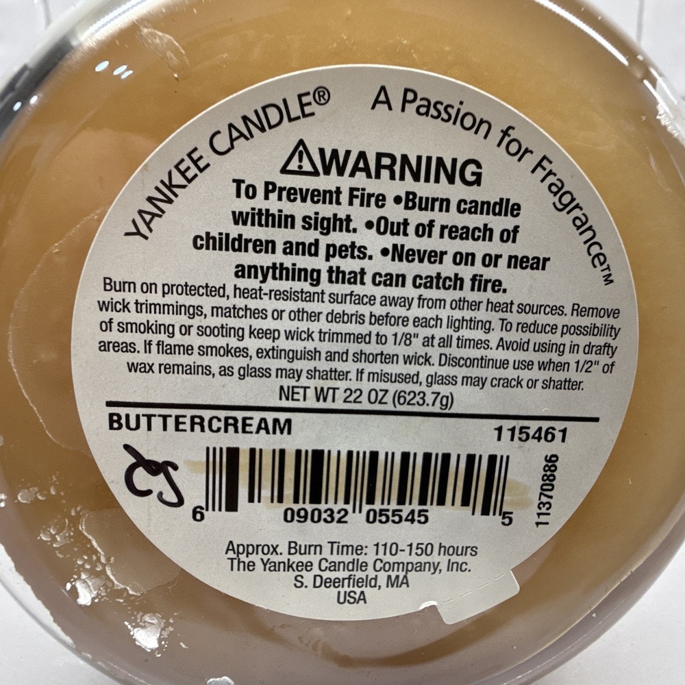 Yankee Candle BUTTERCREAM 22 oz Original Large Single Wick Jar Candle NEW! - Picture 8 of 12